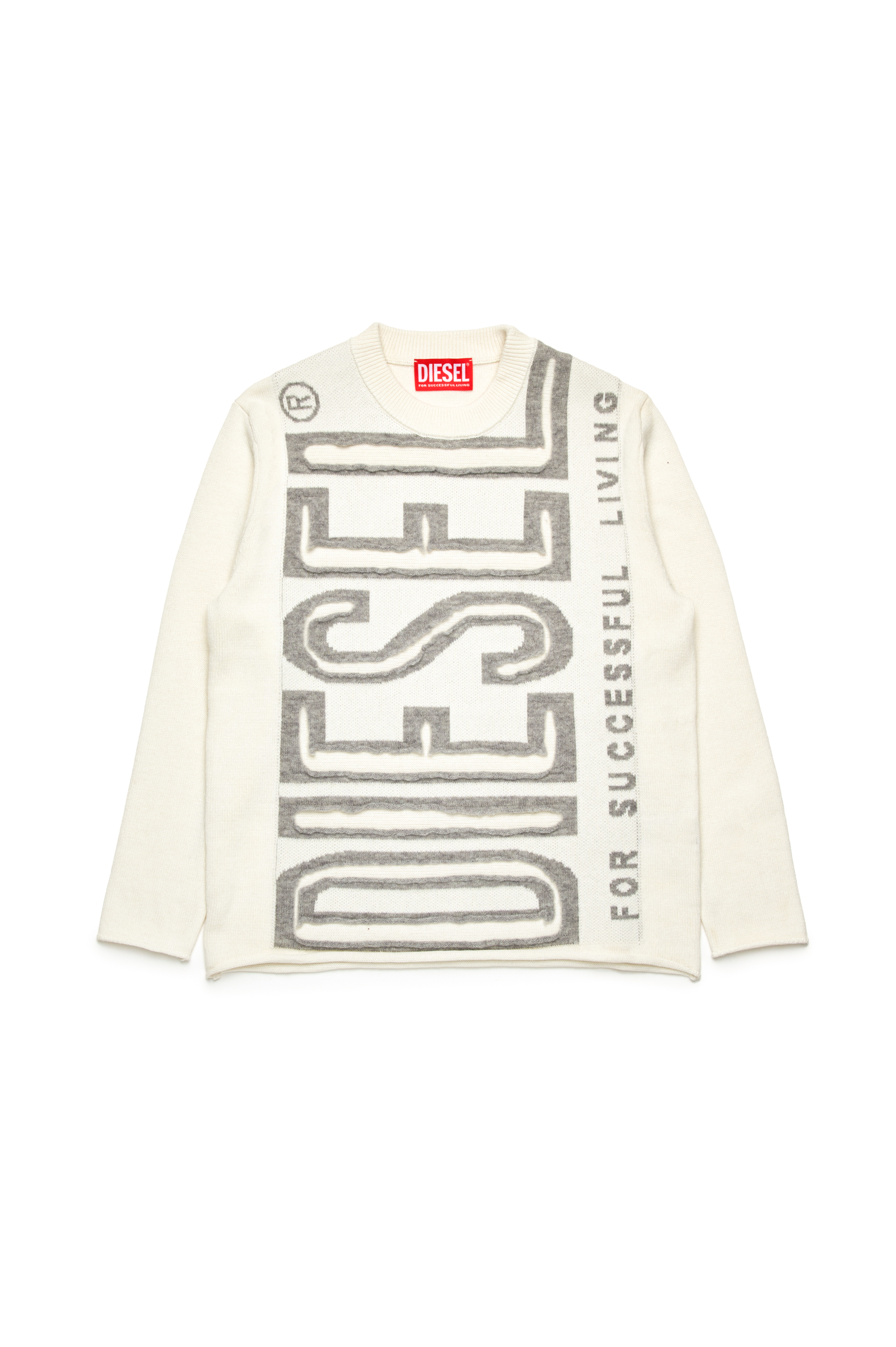 Diesel - KFLOYD OVER, Pull avec logo effet peel-off Homme in Blanc - 1