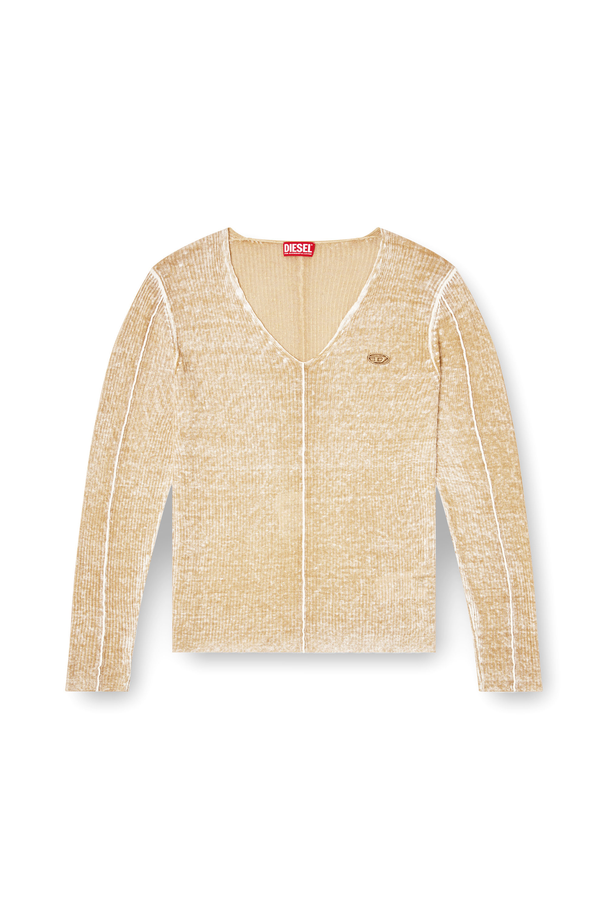 Diesel - K-ROBBEL, Pull à imprimé intérieur avec détail contrasté Homme in Beige - 3