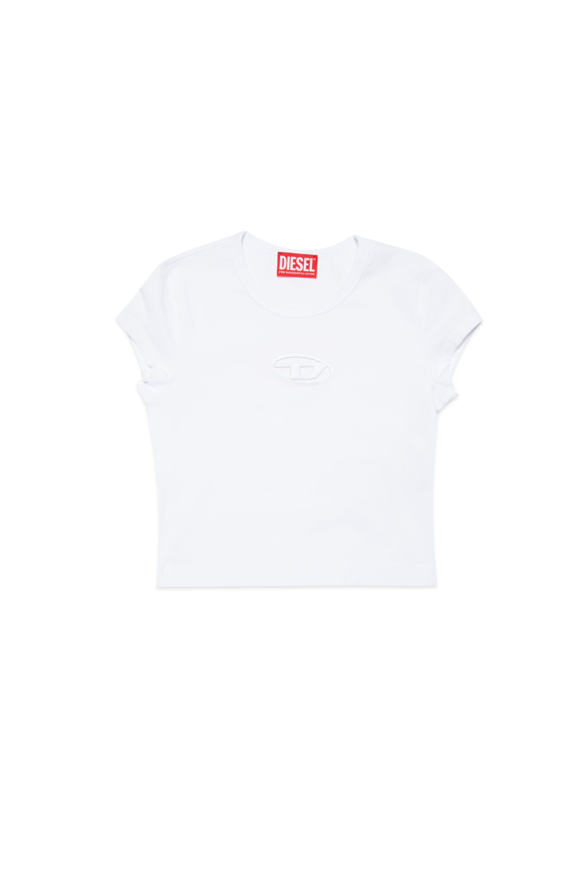 Diesel - TANGIE, T-shirt avec logo Oval D cut-out Femme in Blanc - 1