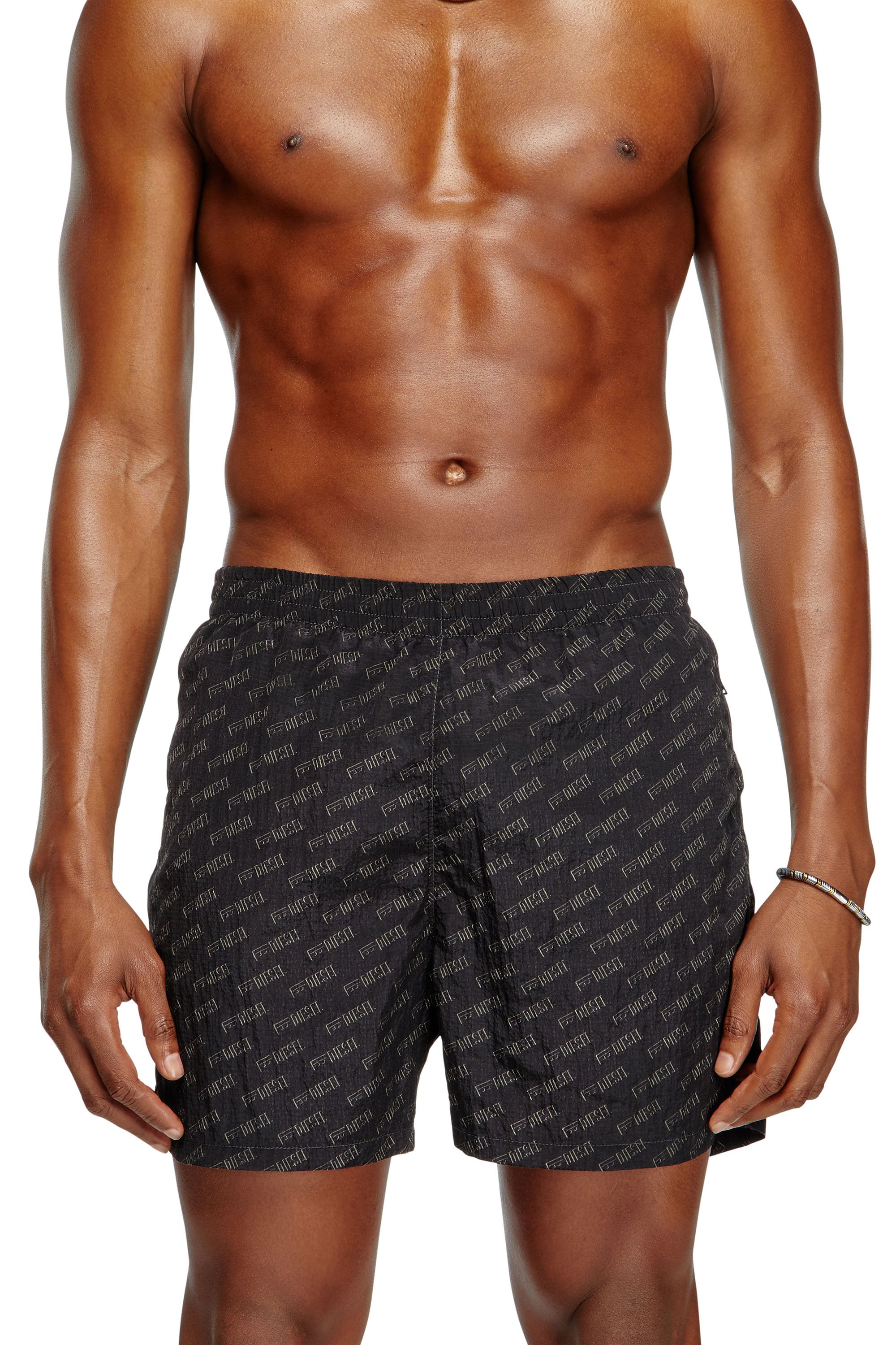 Diesel - DANIEL-41-MONO-UTLT, Man's Mid-length swim shorts with all-over logo in Black - 2