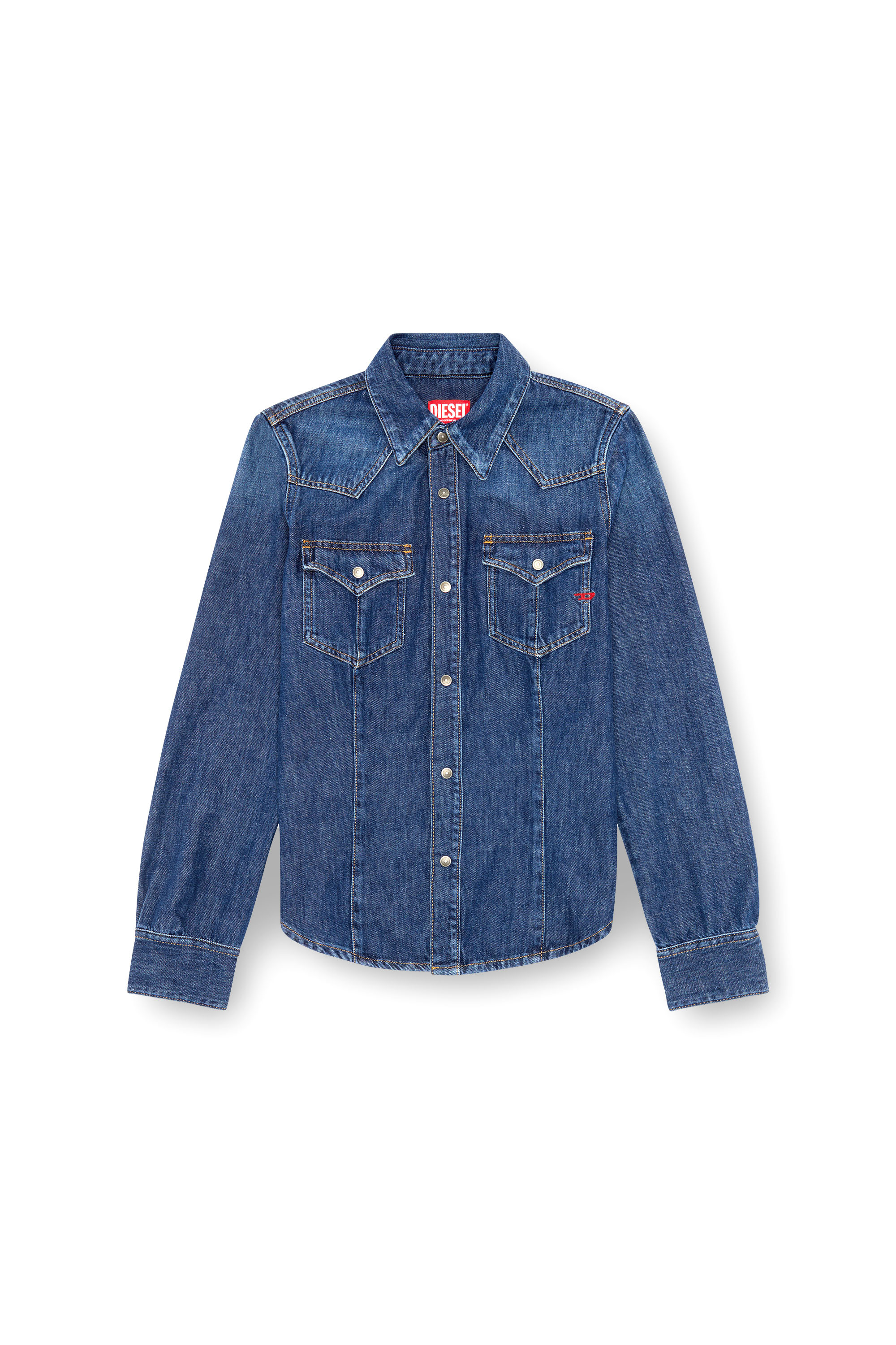 Diesel - DE-WAVES, Chemise western en denim Femme in Bleu - 3
